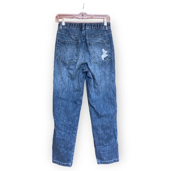 AERIE American Eagle Easy Denim Drawstring Elastic Waist Pull On Jeans XS - Picture 3 of 8